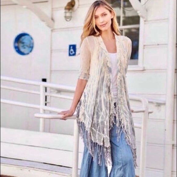 XCVI Knitted Fringe Tie Dye Cardigan - Picture 2 of 10